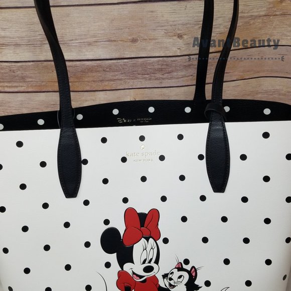 disney x kate spade new york white minnie mouse tote bag Reversible Black white - Picture 6 of 13